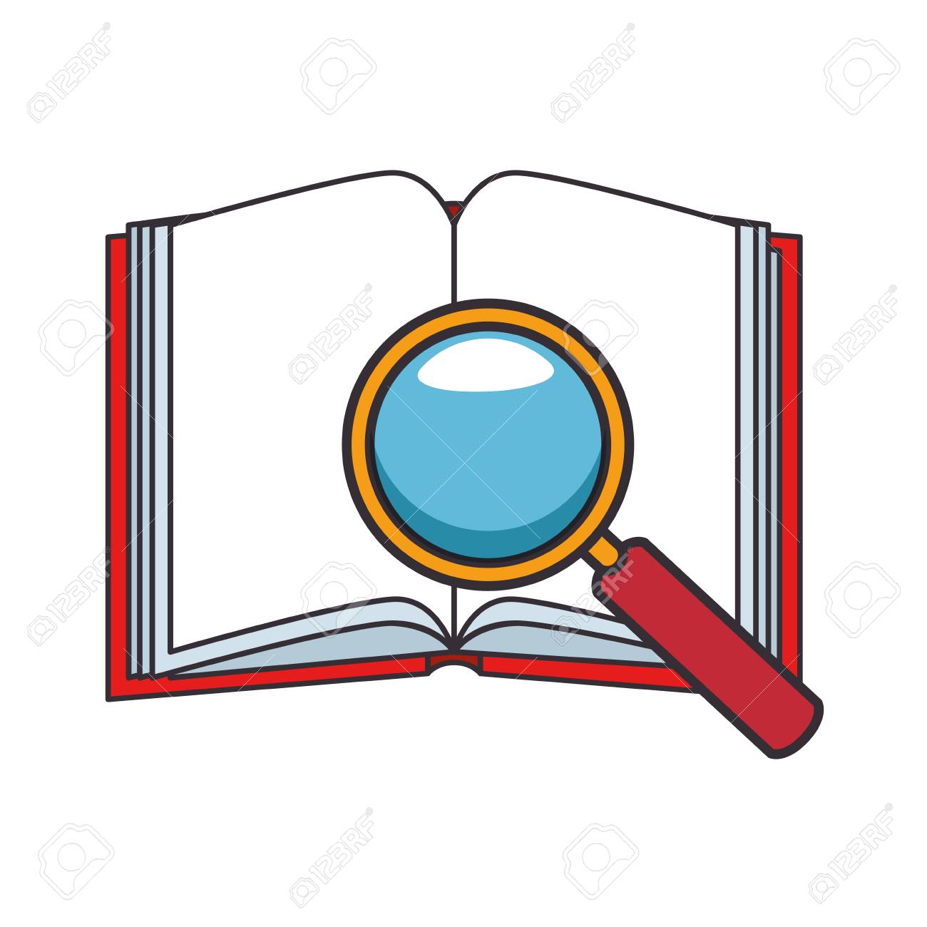 Ilustración de una lupa sobre un libro