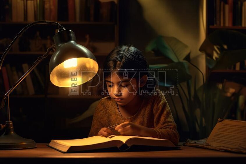 una imagen de un nino leyendo un libro con expresion de concentracion y satisfaccion en su rostro