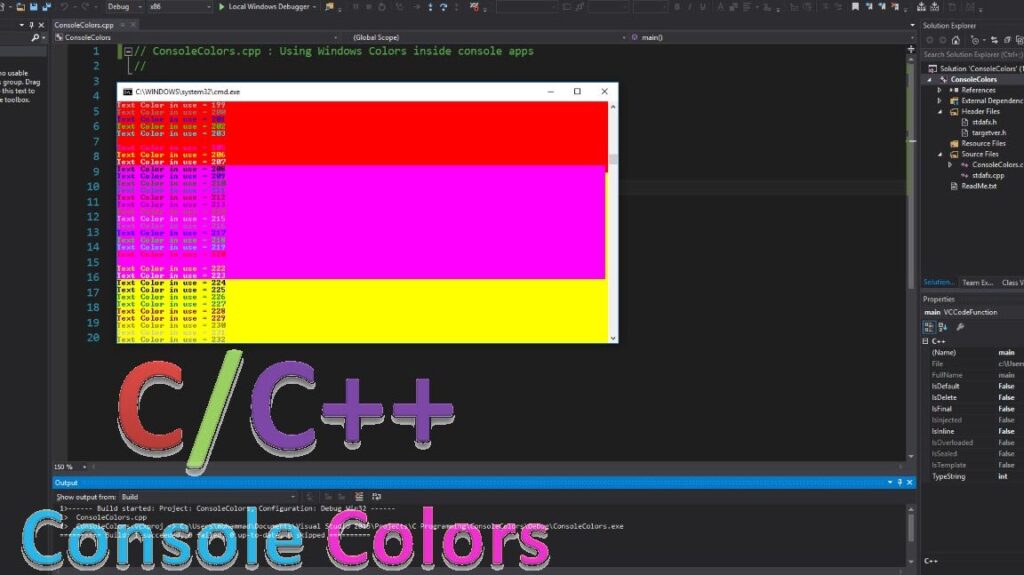 una imagen que muestre codigo c en pantalla con colores destacados